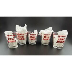 Vintage set of 5 Paul Jones Distillery Depend On Paul Jones 1.5 oz Shot Glasses
